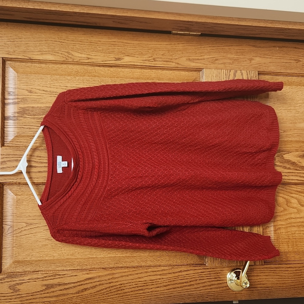 Croft & Barrow Red Crewneck Knit Sweater